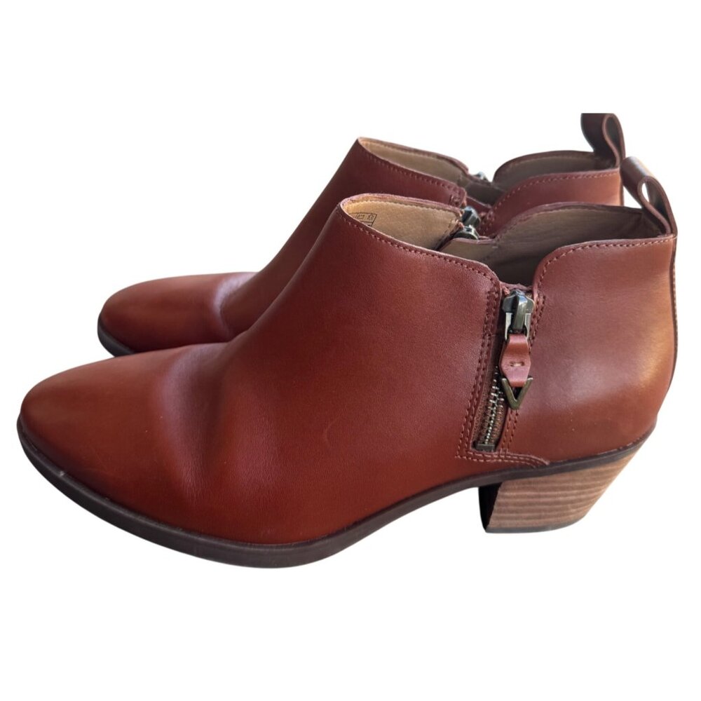 Vionic Cecily Womens Leather Ankle Boots Size 7.5 Medium Brown With Side Zippers - Picture 2 of 13